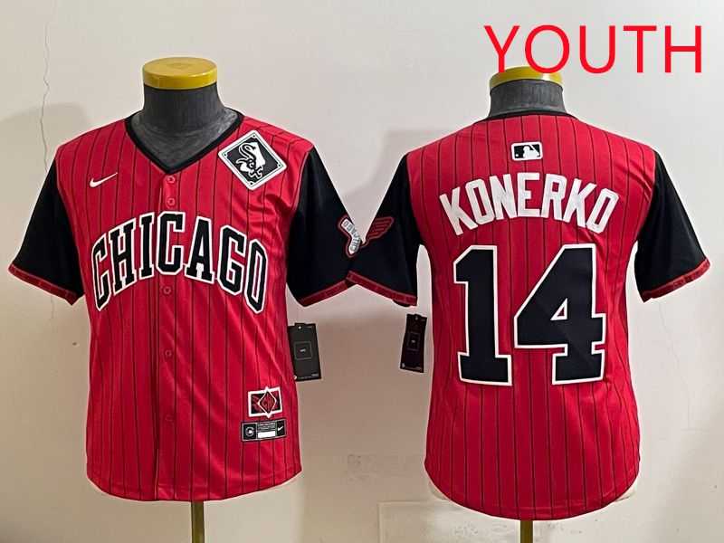 Youth 2025 Chicago White Sox 14 Konerko Red Stripe Joint Name Nike MLB Jersey style 13